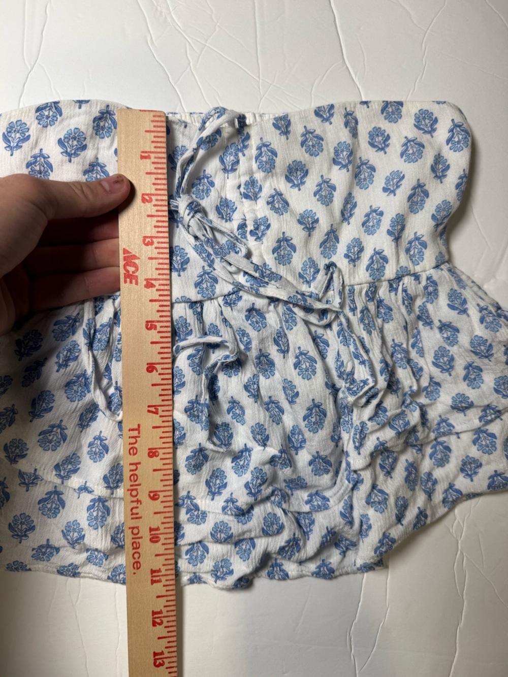 Hollister Tied Tiered Halter Babydoll Top Floral Blue and White Smock Size XXS - Picture 4 of 7